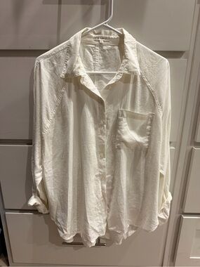 Z Supply The Perfect Linen Blend Shirt White L